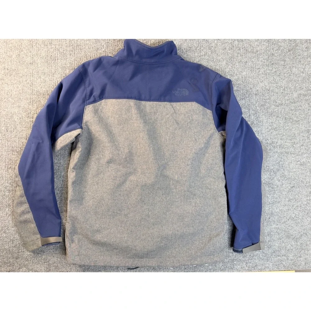 The North Face Mens M Blue Grey Softshell Jacket Full Zip Hiking Workwear Staine